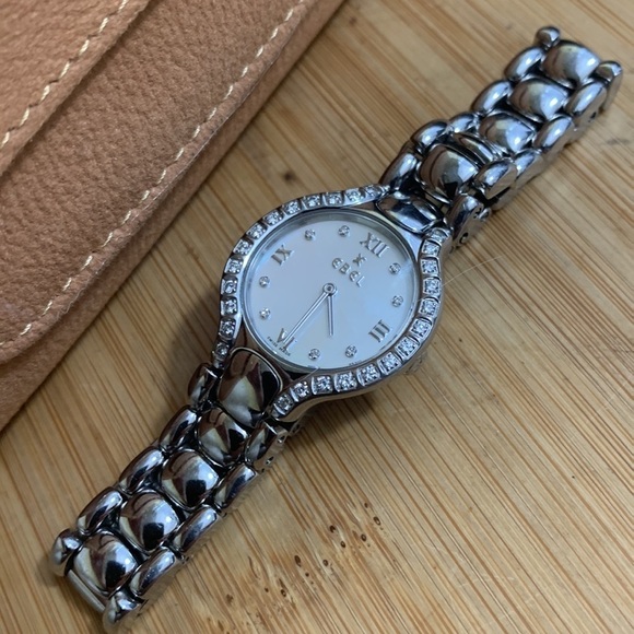 Ebel Beluga Diamond Quartz 26mm Steel .70 CW Glossy Stainless Steel Watch +Case - Picture 15 of 17